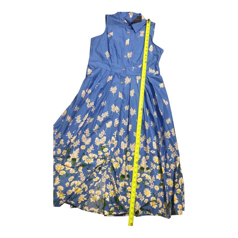 Tommy Hilfiger blue turquoise daisy print Cotton button down Shirtdress size 12 - Picture 6 of 10